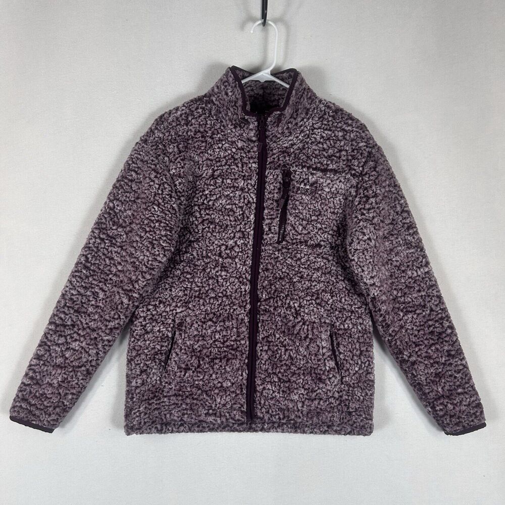 PINK Victori'a Secret Full Zip Sherpa Fleece Jacket Sweater Womens XS Plum VS